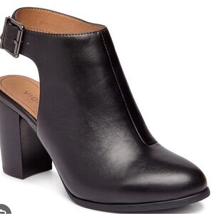 Vionic Lacey Black Leather Cutout Heeled Boots